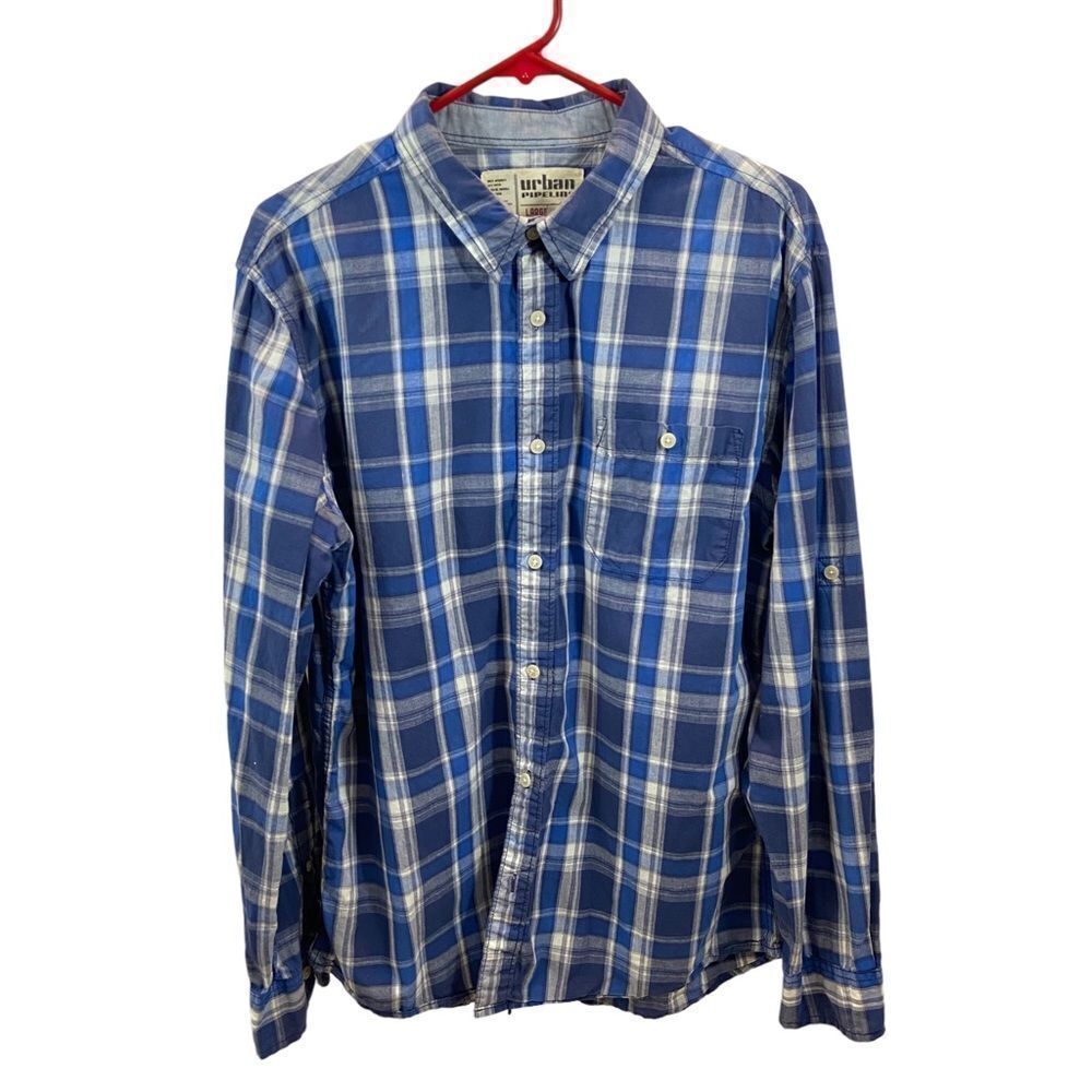 Lot of Two Mens Casual Long Sleeve Button Down Shirt Medium and Large - Picture 2 of 10